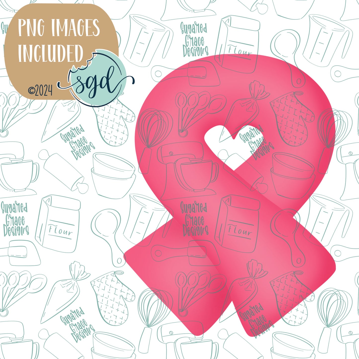 Cancer Ribbon Practice Cookie with PNG Images to Match - 3D Printed Demonstration for Decorating Class