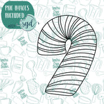 Candy Cane Cookie Cutter with PNG Images to Match - Hand Drawn Graphics for Edible Ink Printers