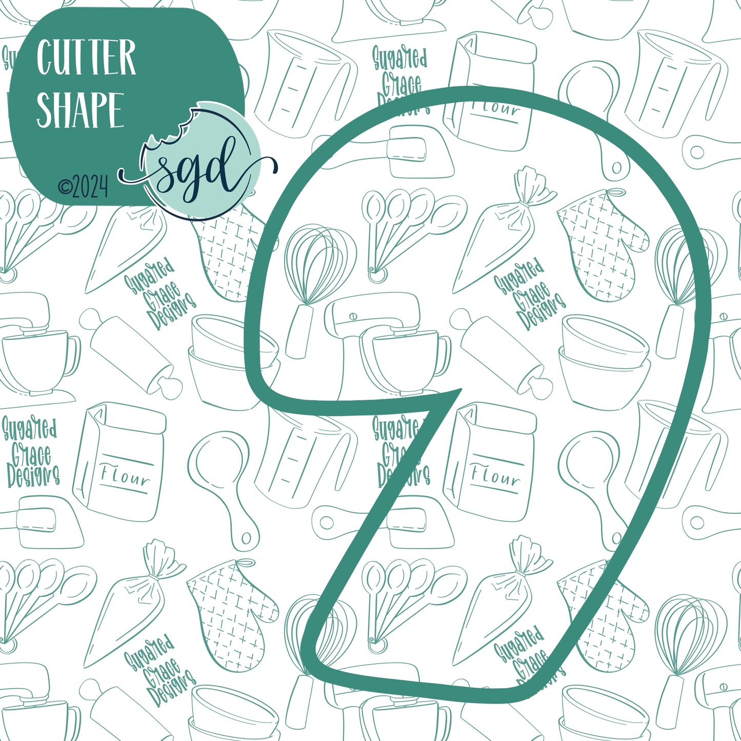 Candy Cane Cookie Cutter with PNG Images to Match - Hand Drawn Graphics for Edible Ink Printers