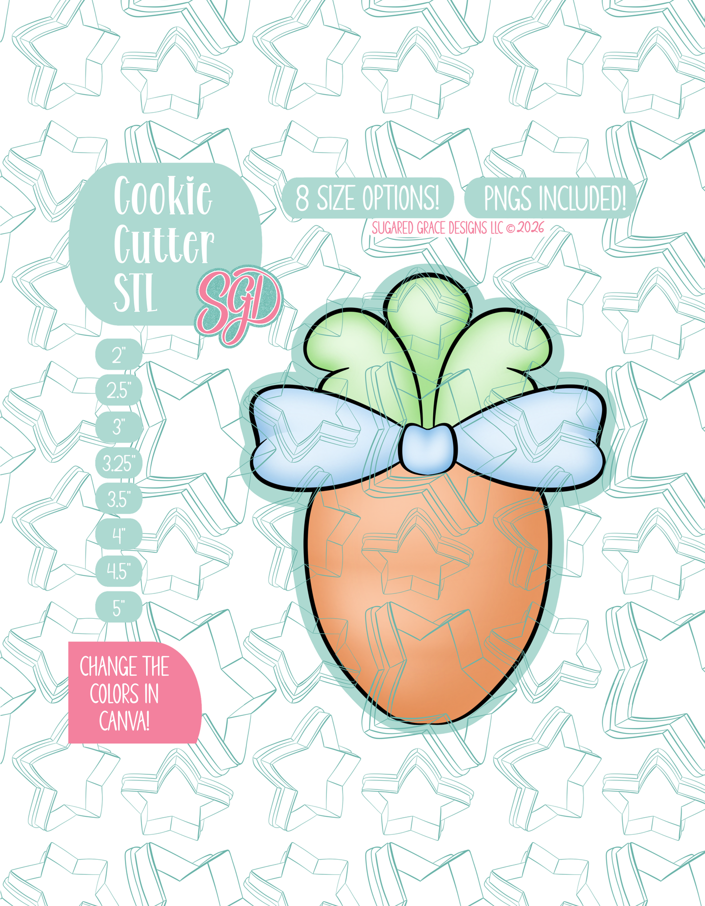 Easter Carrot with bow Cookie Cutter STL and PNG set