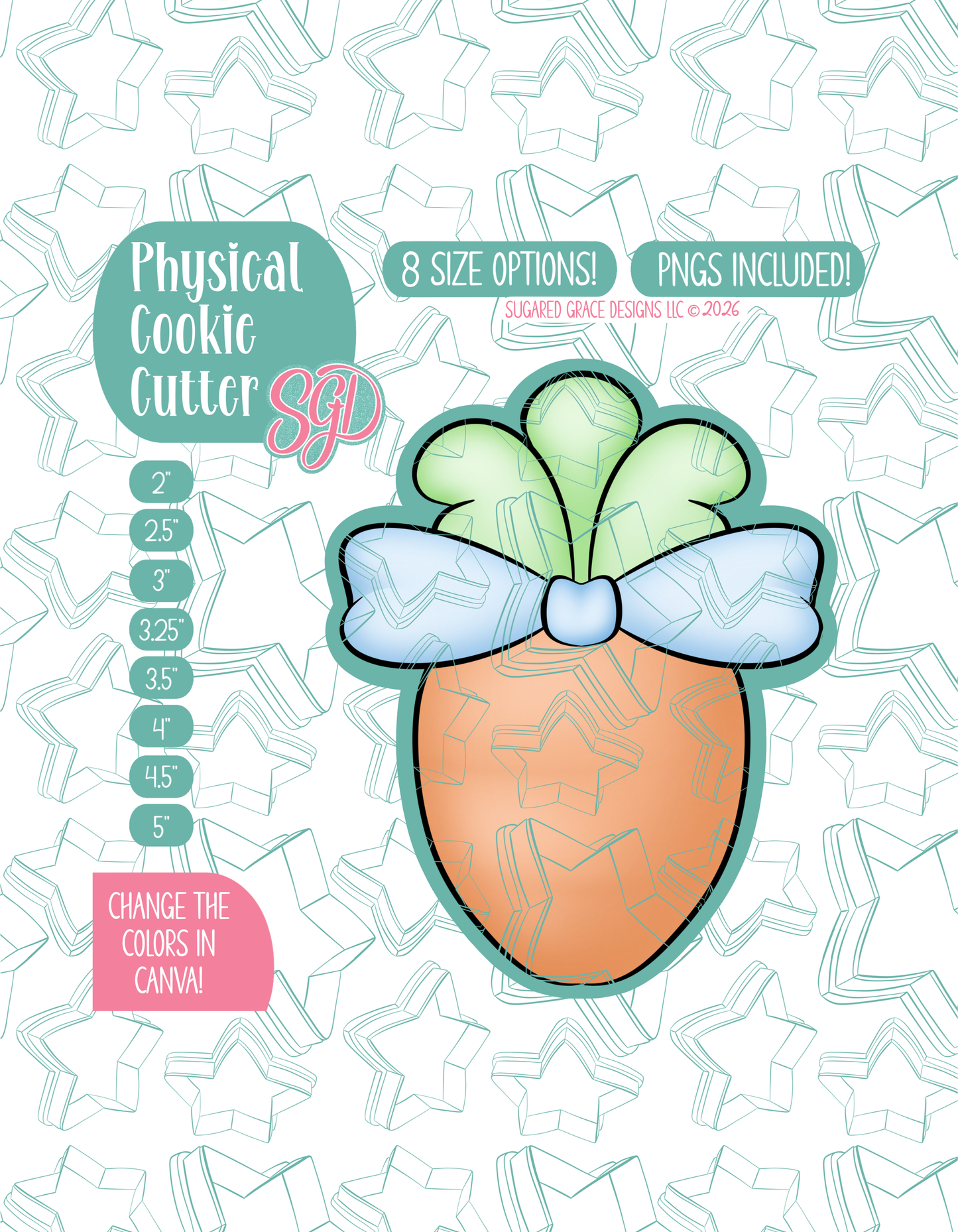Easter Carrot with Bow Cookie Cutter with matching PNG