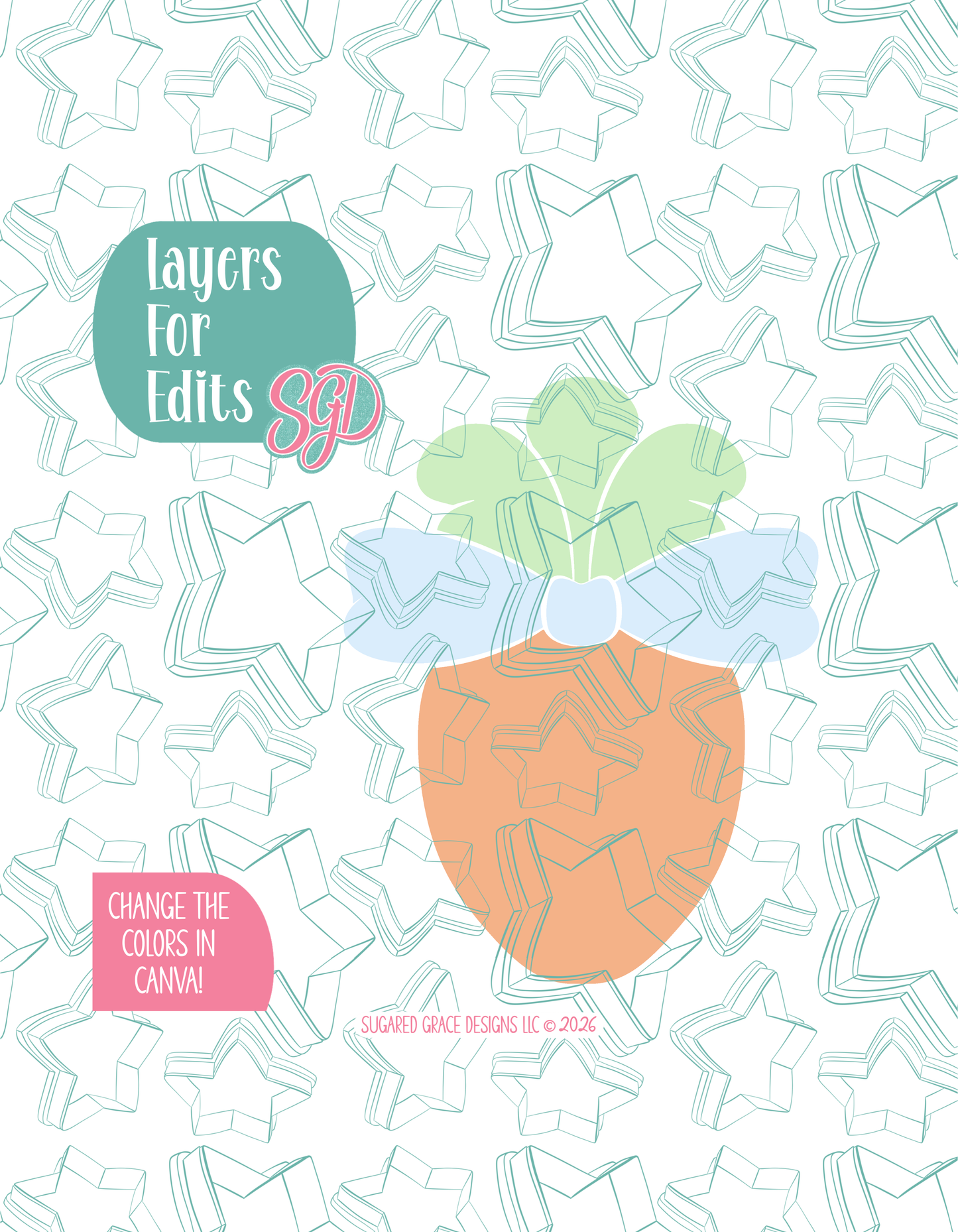 Easter Carrot with Bow Cookie Cutter with matching PNG