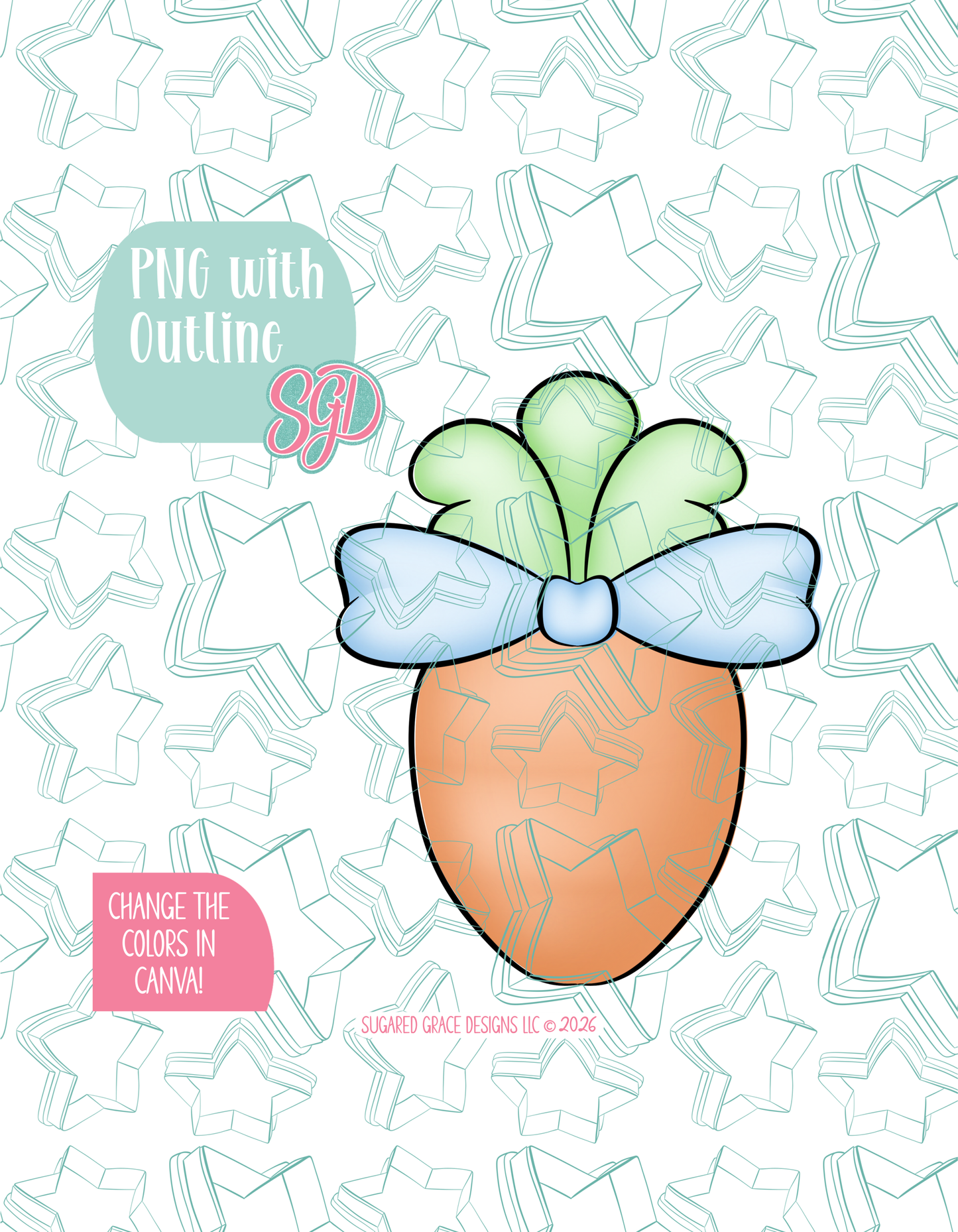 Easter Carrot with bow Cookie Cutter STL and PNG set