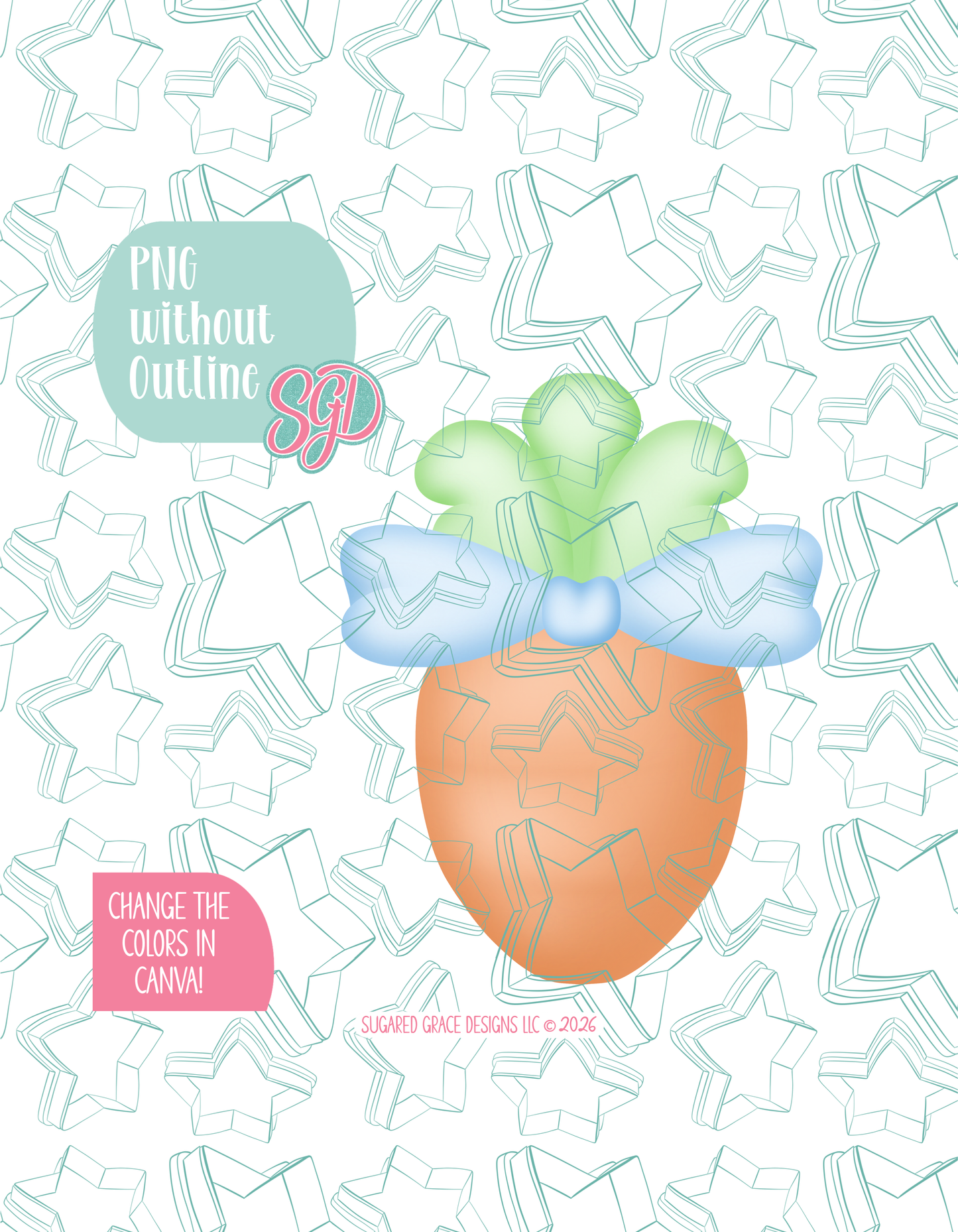 Easter Carrot with bow Cookie Cutter STL and PNG set