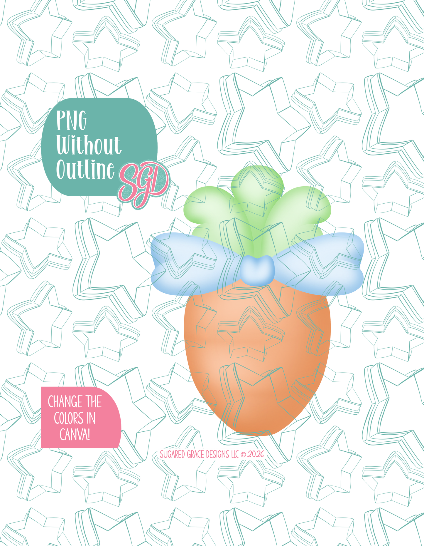 Easter Carrot with Bow Cookie Cutter with matching PNG