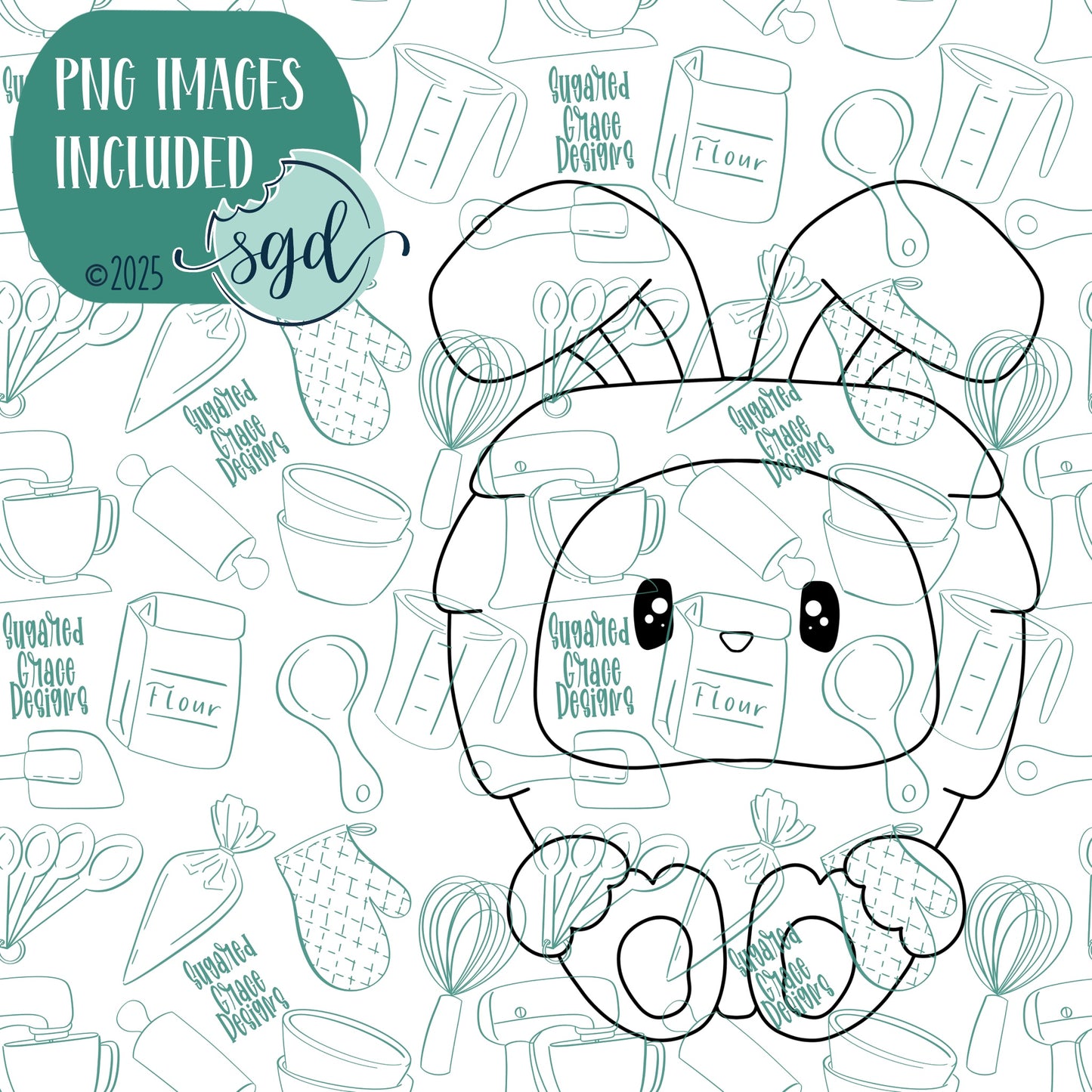 Bunny in Carrot Costume Cookie Cutter with PNG Images to Match - Hand Drawn Graphics for Edible Ink Printers