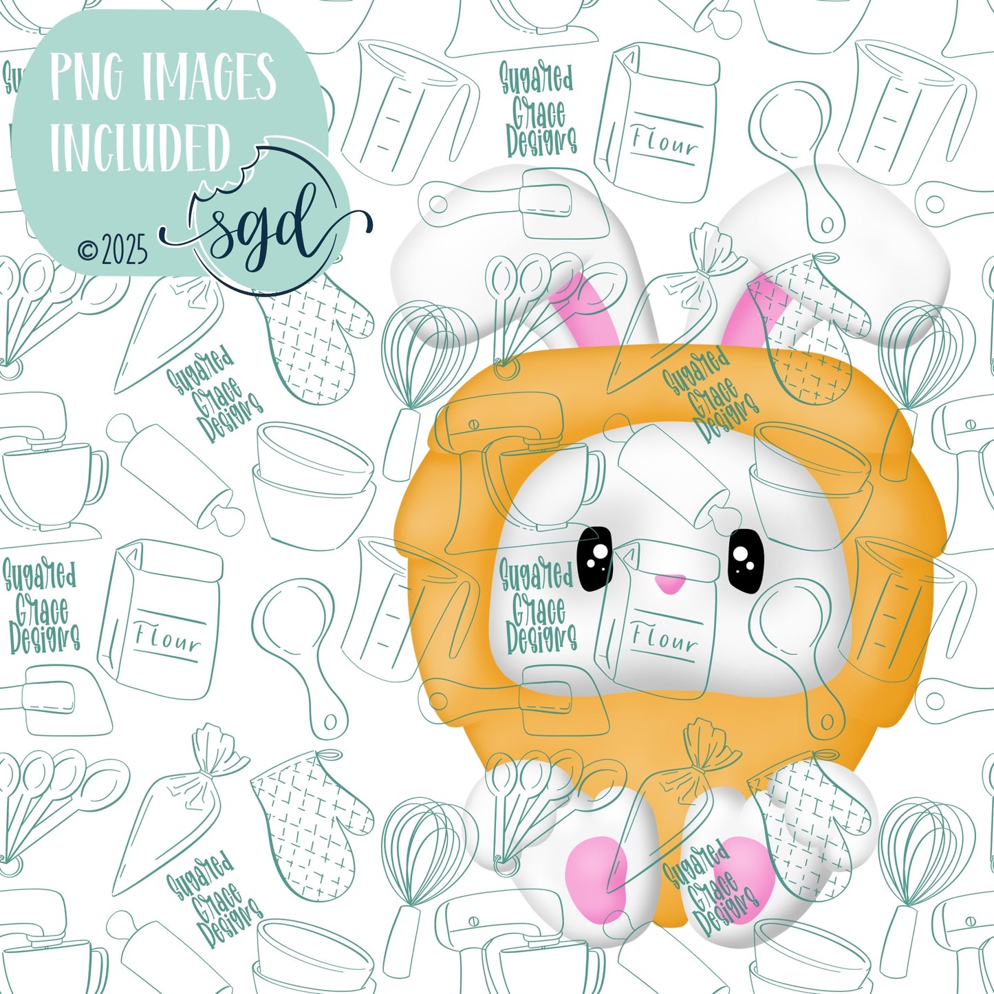Easter Bunny in Carrot Costume Cookie Cutter STL File  with PNG Images to Match - For 3D Printing and Edible Ink Printers