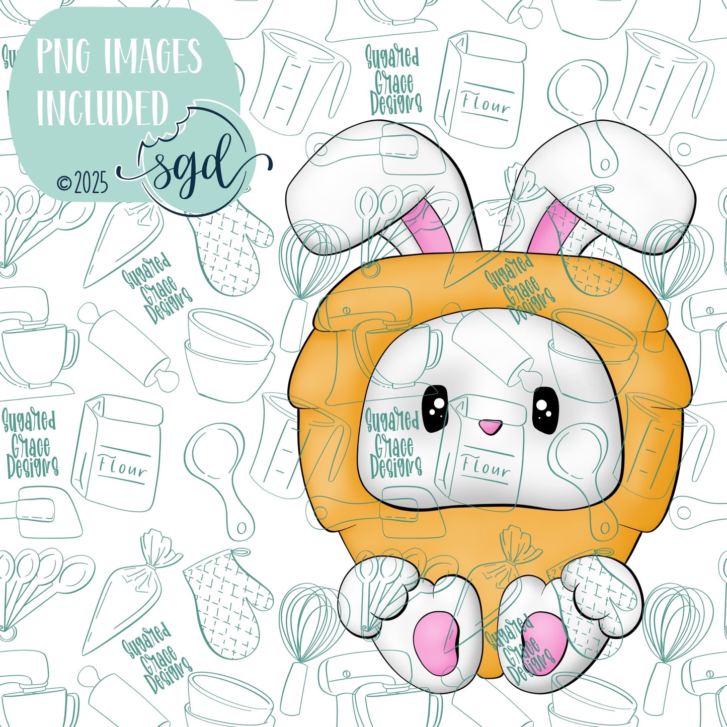 Easter Bunny in Carrot Costume Cookie Cutter STL File  with PNG Images to Match - For 3D Printing and Edible Ink Printers
