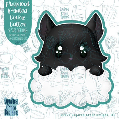 Black Cat Plaque Cookie Cutter with Matching Printable PNG Images for Edible Ink Printers Including Eddie