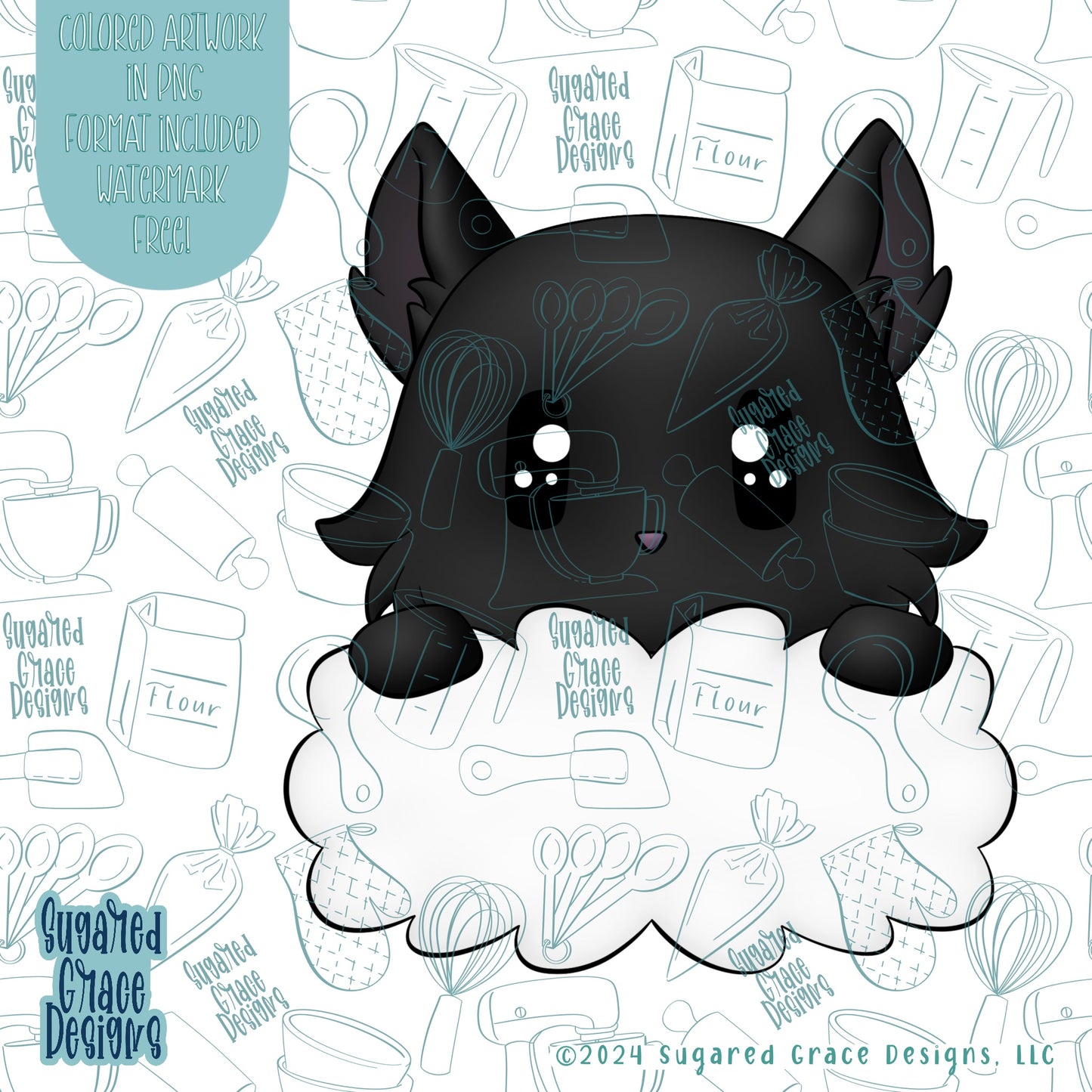 Black Cat Cookie Cutter STL Files for 3D Printing with Matching Printable PNG Images for Edible Ink printers Including Eddie