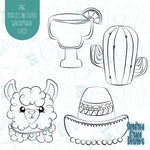 Cinco De Mayo Llama Cookie Cutter Set of 4 with Matching PNG Images for Edible Ink Printers Including Eddie