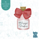 Champagne bottle with bow cookie cutter with png images for edible ink printers including Eddie