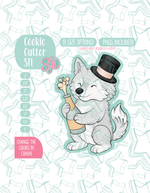 Editable Champagne Wolf Cookie Cutter STL and PNG (Digital Download)