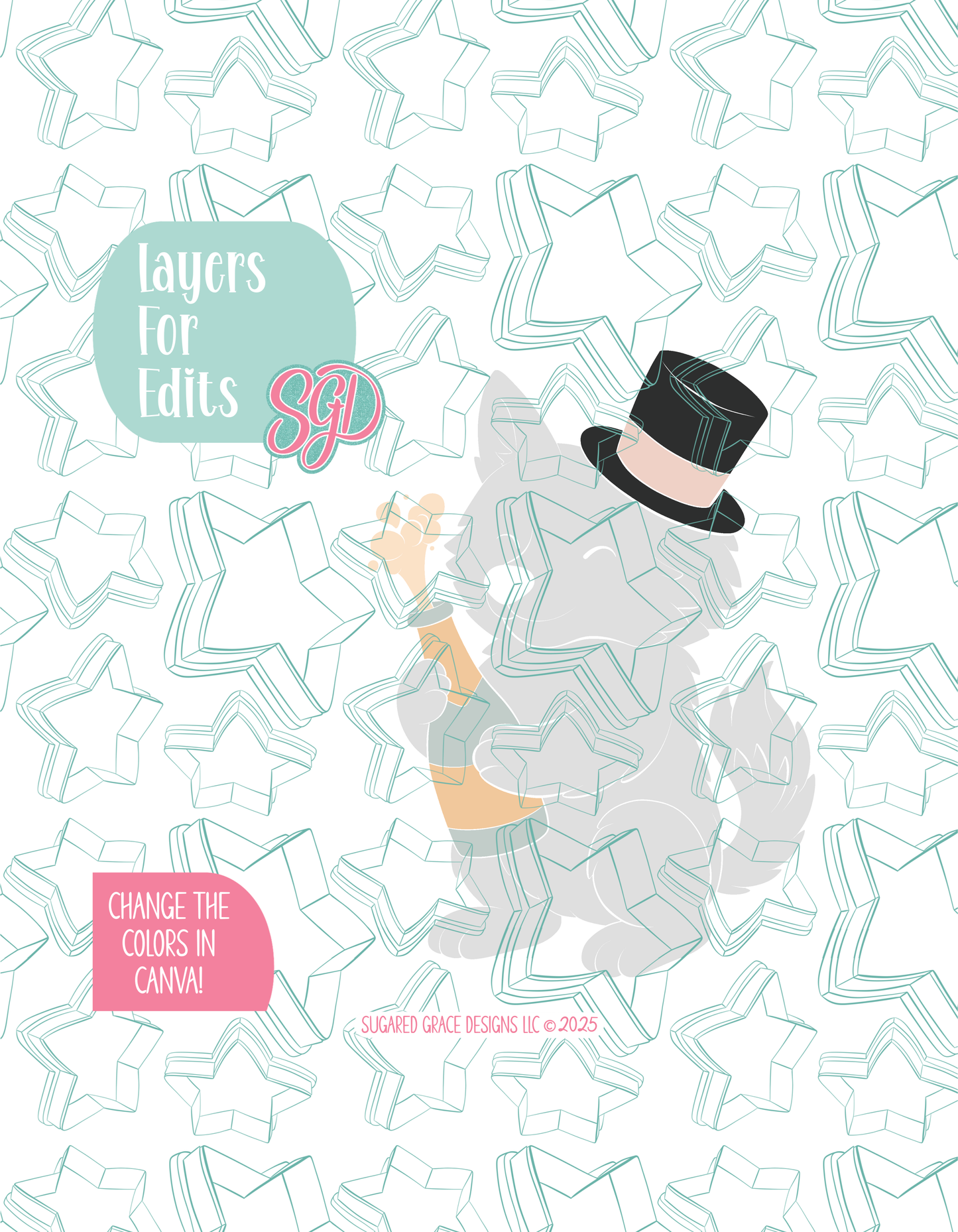 Editable Champagne Wolf Cookie Cutter STL and PNG (Digital Download)