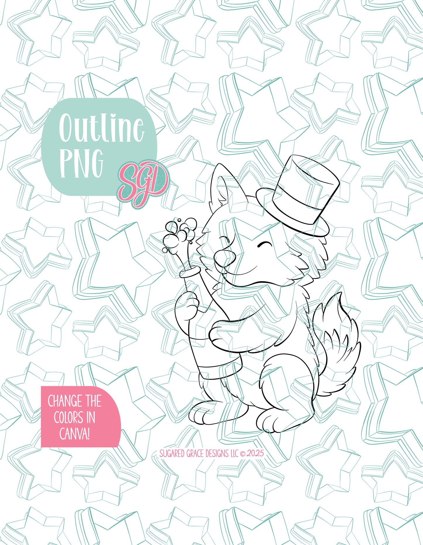 Editable Champagne Wolf Cookie Cutter STL and PNG (Digital Download)