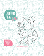 Champagne Wolf Cookie Cutter with matching PNG