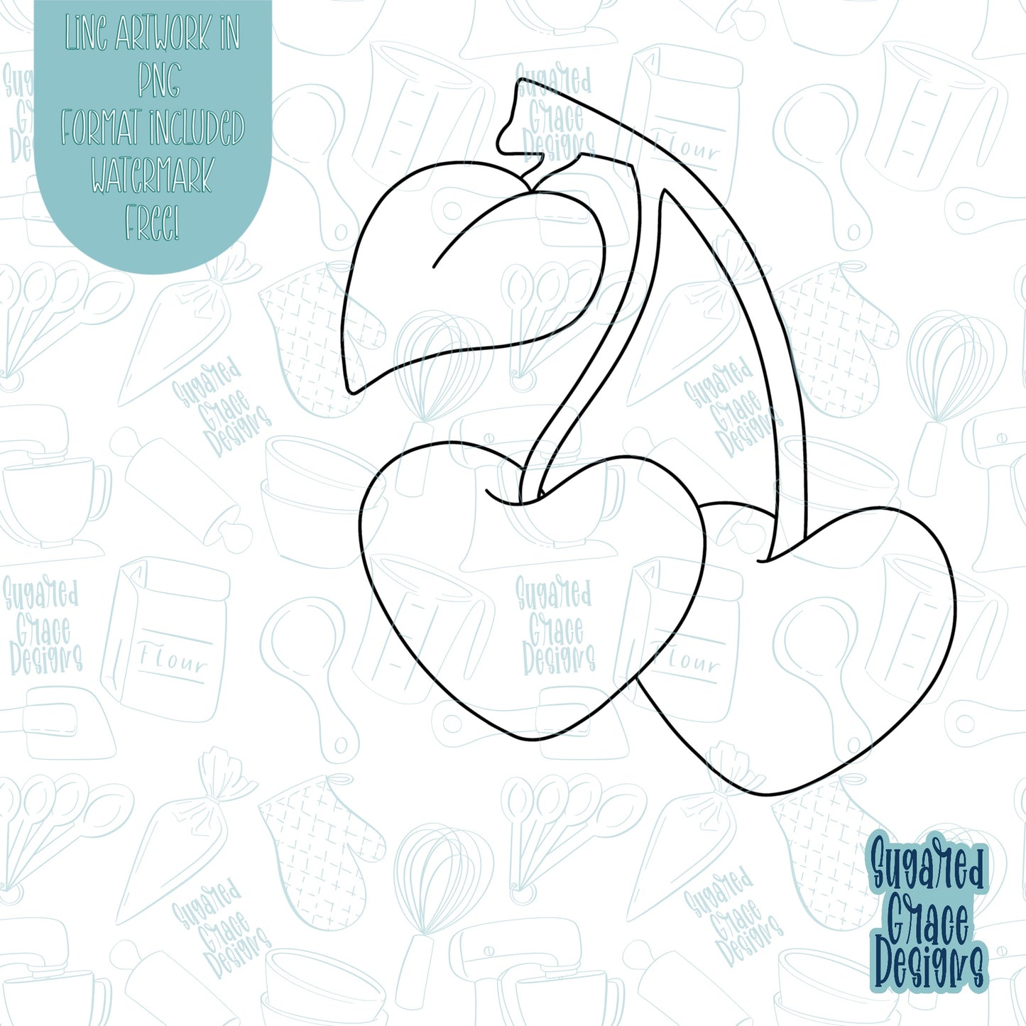 Valentines Day Cherries Cookie Cutter With Matching PNG Images for Edible Printers Including Eddie