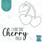 Cherry Much Punny Valentines Day Cookie Cutter with matching PNG Images for Edible Ink Printers Including Eddie