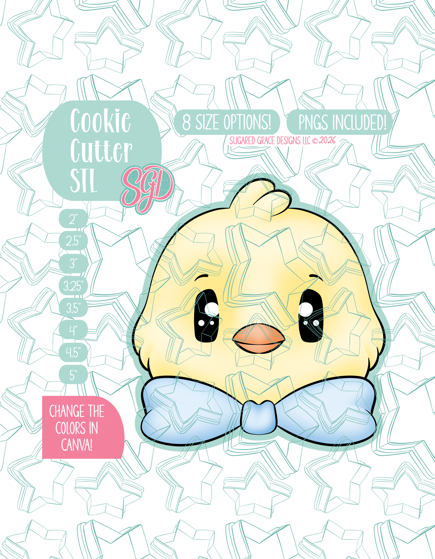 Easter Chick with bow Cookie Cutter STL and PNG set