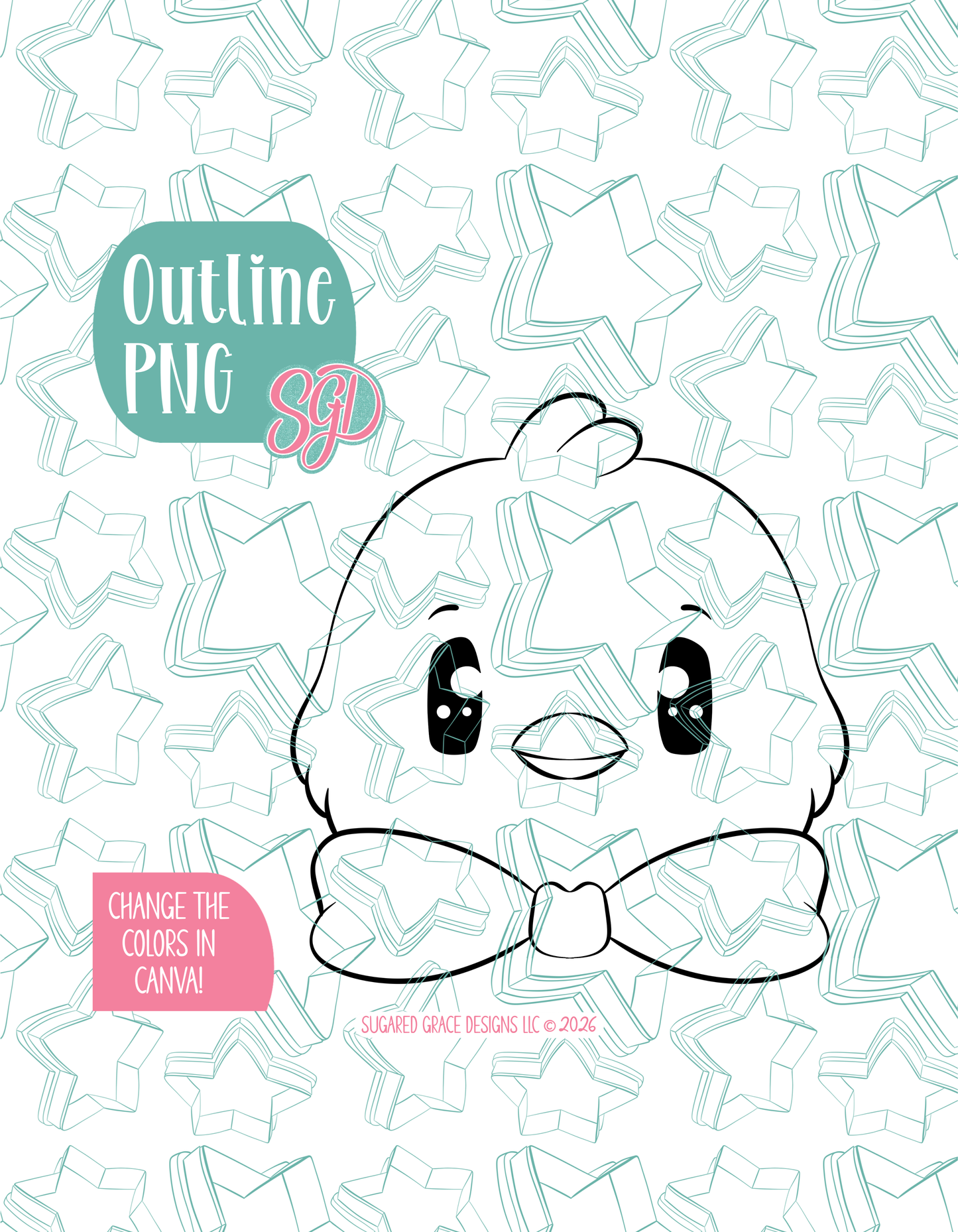 Easter Chick with Bow Cookie Cutter with matching PNG