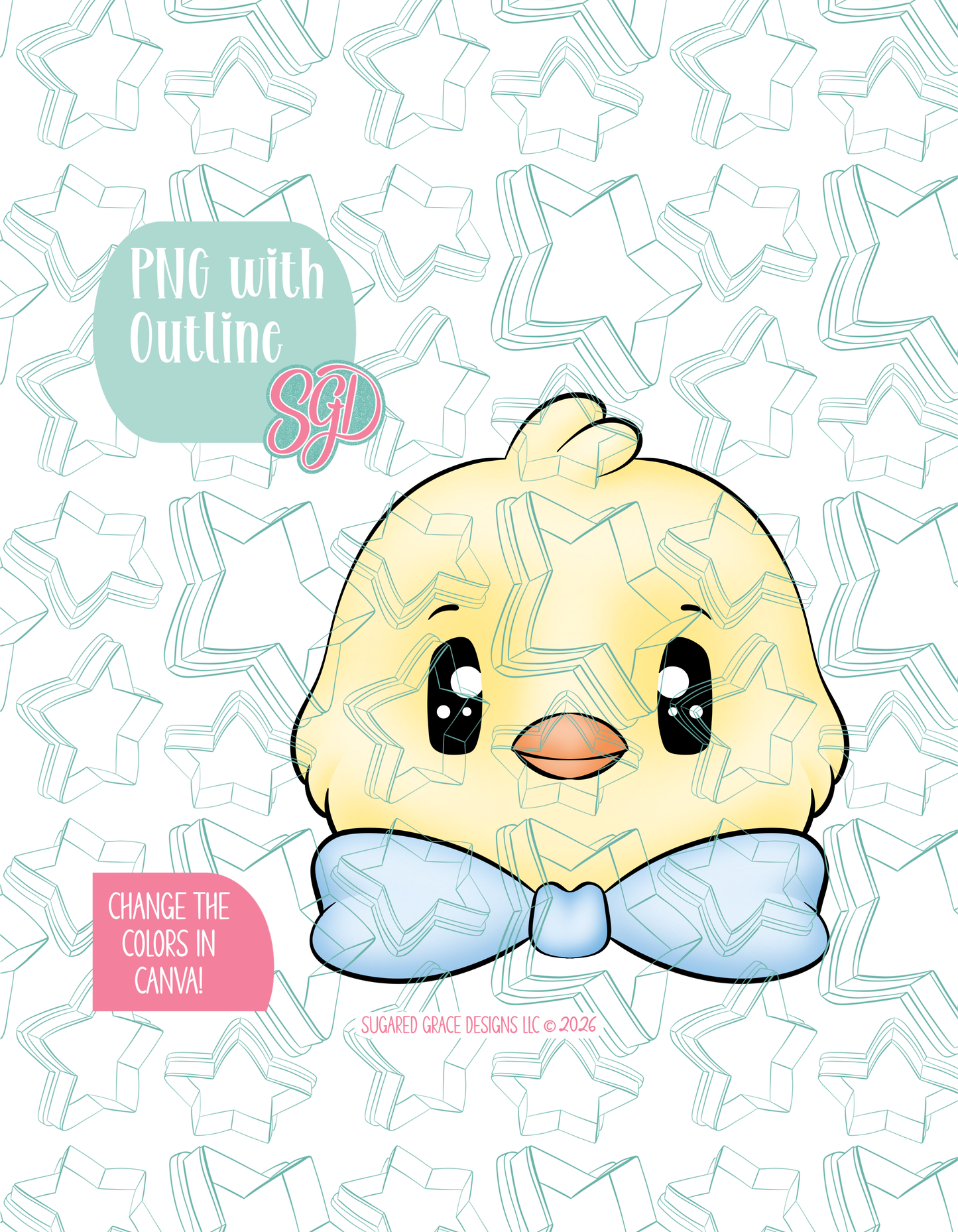 Easter Chick with bow Cookie Cutter STL and PNG set