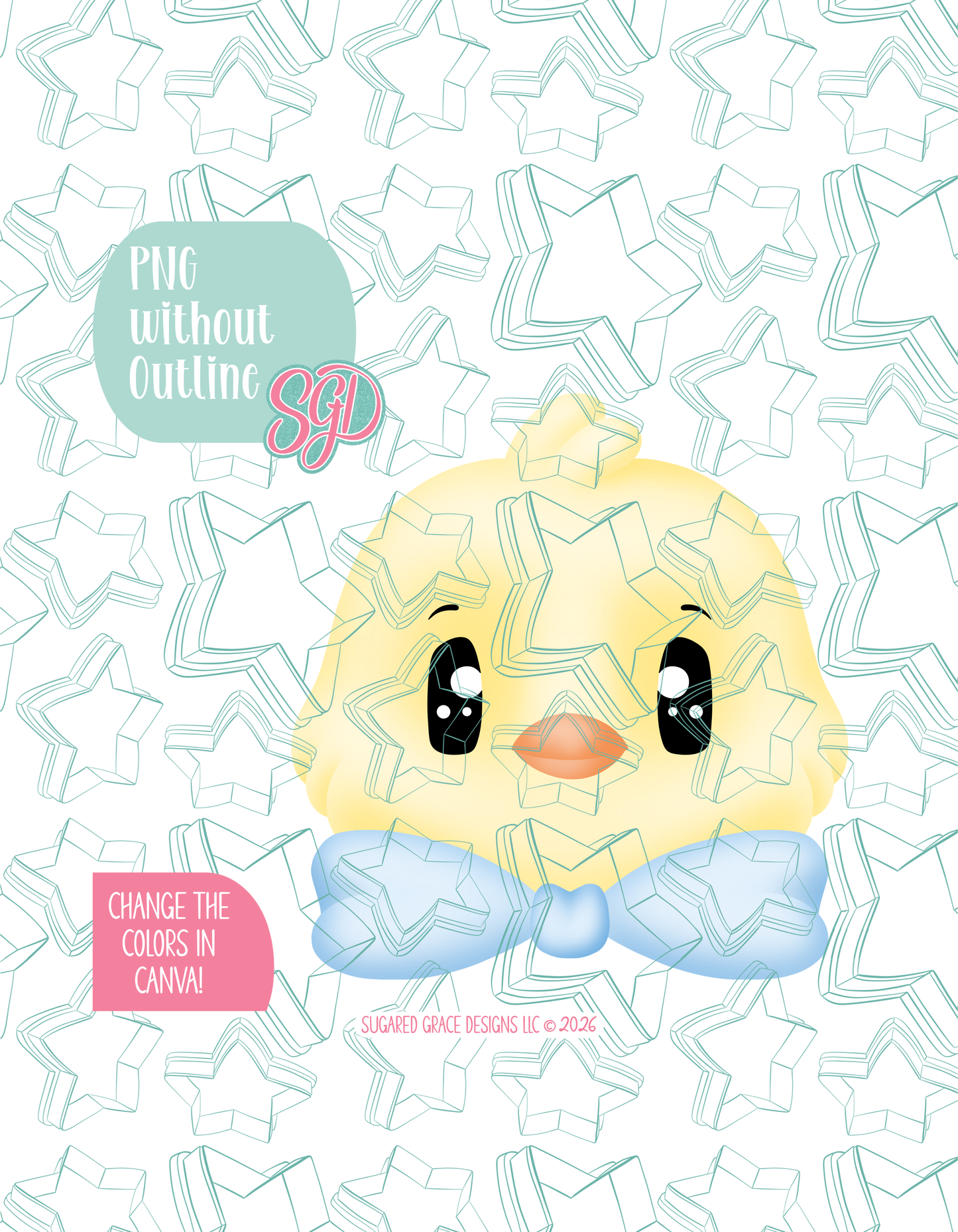 Easter Chick with bow Cookie Cutter STL and PNG set
