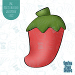 Chili Pepper Cookie Cutter with Matching PNG Images for Edible Ink Printers Including Eddie