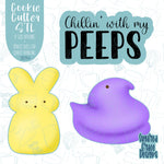 Chillin With My Peeps Easter Cookie Cutter STL File Set of 3 for 3d Printing with Matching Printable PNG Images for Edible Ink Printers Including Eddie