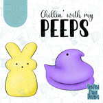 Chillin With My Peeps Easter Cookie Cutter STL File Set of 3 for 3d Printing with Matching Printable PNG Images for Edible Ink Printers Including Eddie