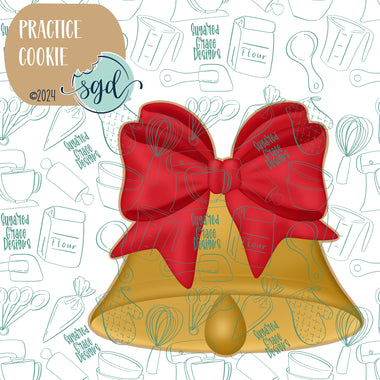 Christmas Bell with Bow Practice Cookie with PNG Images to Match - 3D Printed Demonstrations for Decorating Classes