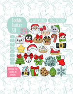 Editable Christmas advent set of 24 Cookie cutter STL file