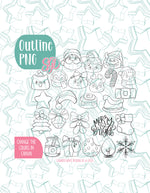 Mini Christmas Advent Cookie Cutter Set of 24 with Matching PNG Graphics