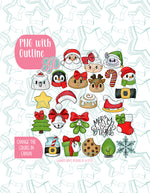 Christmas Advent PNG Image Set of 24 for Edible Ink Printers - Hand Drawn Editable Graphics