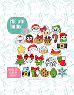 Mini Christmas Advent Cookie Cutter Set of 24 with Matching PNG Graphics