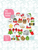 Christmas Advent PNG Image Set of 24 for Edible Ink Printers - Hand Drawn Editable Graphics