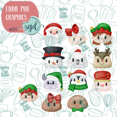 Christmas advent PNG Image Set for Edible Ink Printers - Hand Drawn Graphics