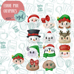 Christmas advent PNG Image Set for Edible Ink Printers - Hand Drawn Graphics