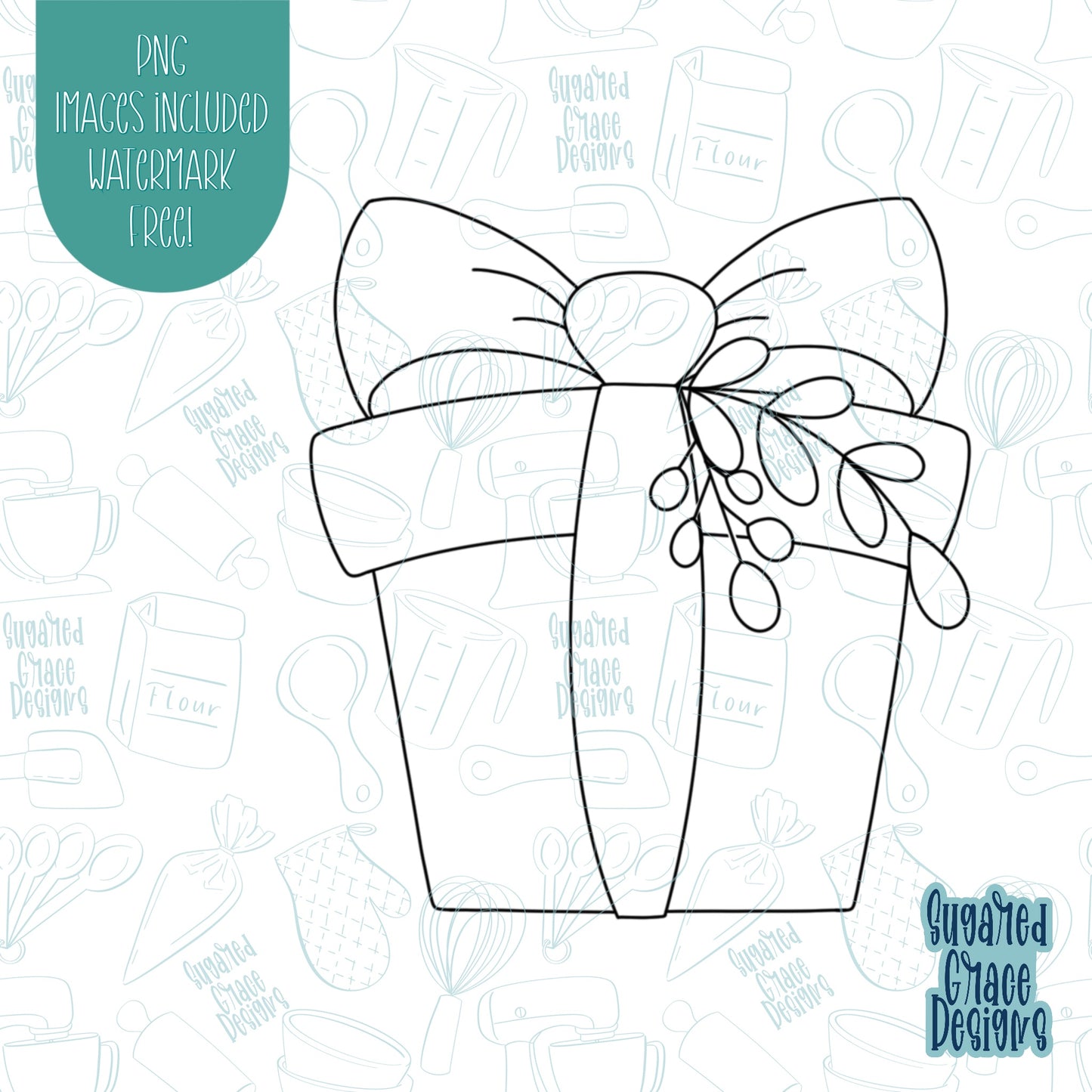 Christmas gift cookie cutter with png images for edible printers including Eddie