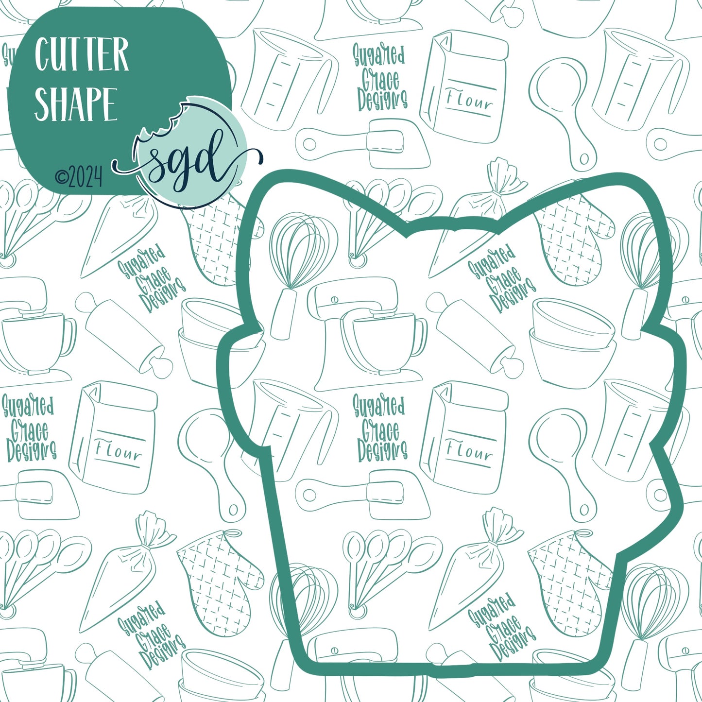 Christmas Gift with Tag Cookie Cutter with PNG Images to Match - Hand Drawn Graphics for Edible Ink Printers