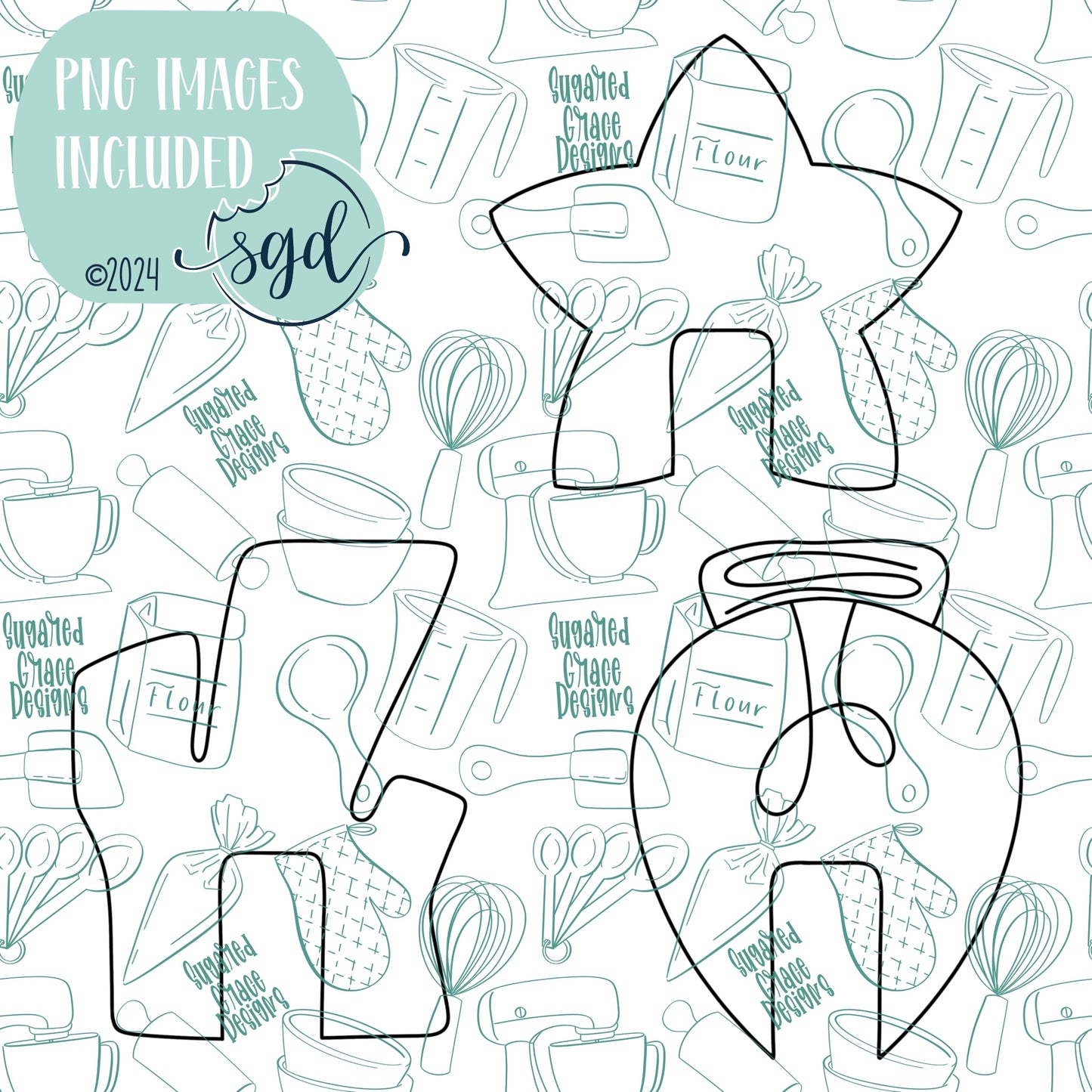 Christmas Mug Hugger Cookie Cutter STL File Set of 3 with PNG Images to Match - For 3D Printing and Edible Ink Printers