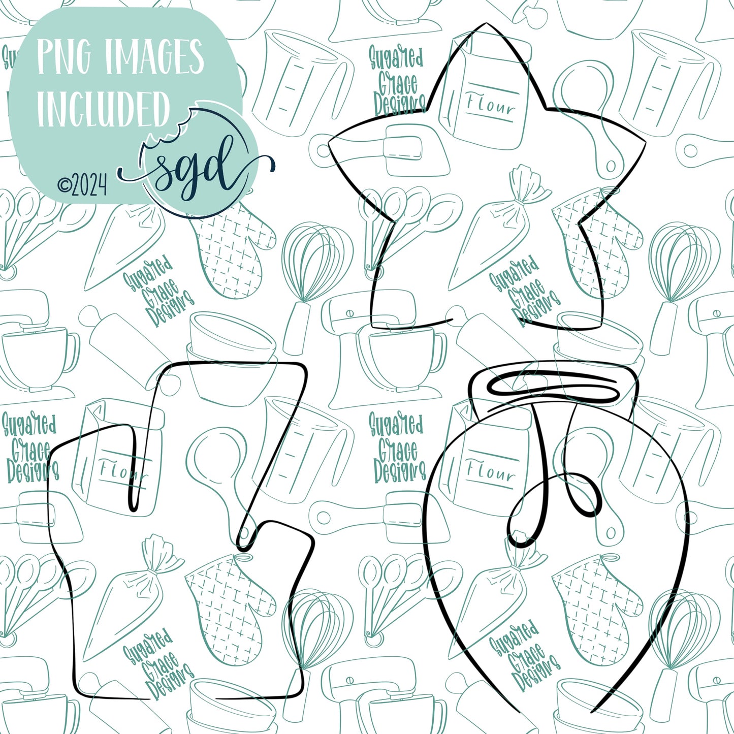 Christmas Mug Hugger Cookie Cutter STL File Set of 3 with PNG Images to Match - For 3D Printing and Edible Ink Printers