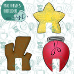 Christmas Mug Hugger Cookie Cutter Set of 3 with PNG Images to Match - Hand Drawn Graphics for Edible Ink Printers - Star, Antler, Christmas Light Cookie Ideas