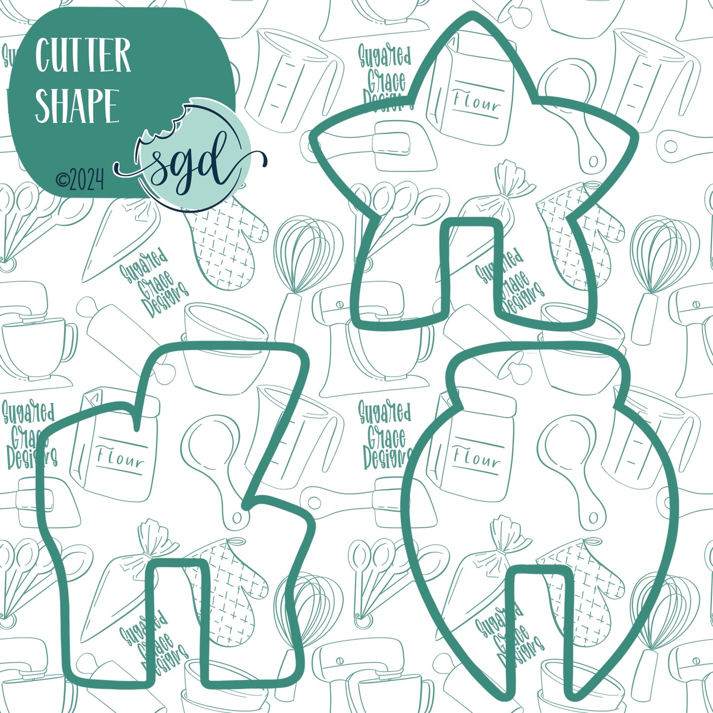 Christmas Mug Hugger Cookie Cutter Set of 3 with PNG Images to Match - Hand Drawn Graphics for Edible Ink Printers - Star, Antler, Christmas Light Cookie Ideas