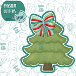 Christmas Tree with Bow Cookie Cutter with PNG Images to Match - Hand Drawn Graphics for Edible Ink Printers