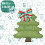 Christmas Tree with Bow Cookie Cutter with PNG Images to Match - Hand Drawn Graphics for Edible Ink Printers