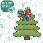 Christmas Tree with Bow Cookie Cutter with PNG Images to Match - Hand Drawn Graphics for Edible Ink Printers