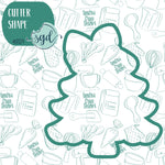 Christmas Tree with Bow Cookie Cutter with PNG Images to Match - Hand Drawn Graphics for Edible Ink Printers