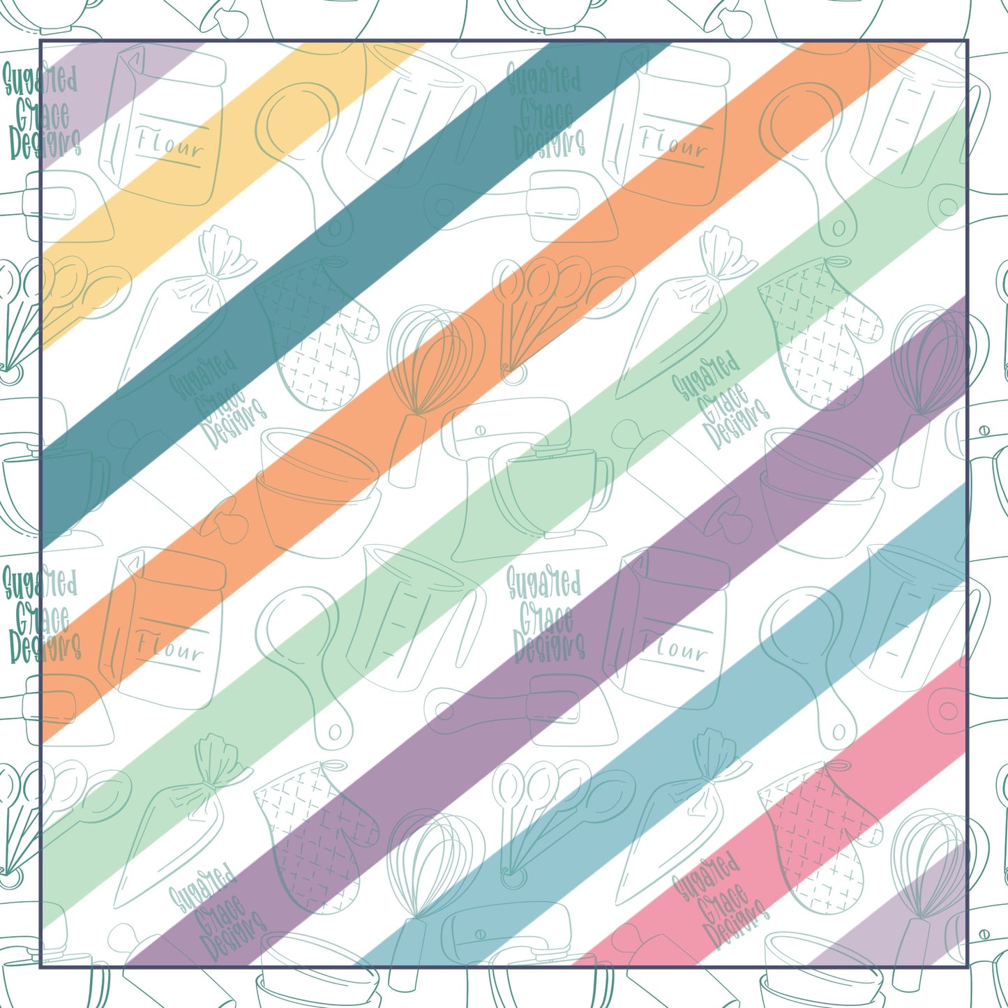 Chubby Easter Striped Cookie Backers in PDF file format with 11 sizes to choose from - Hand Drawn packaging for bags and boxes