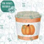 Chubby Pumpkin Spice Latte Coffee Cup Cookie Cutter with PNG Images to Match - Hand Drawn Graphics for Edible Ink Printers - Fall Autumn Cookie Ideas