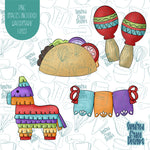 Cinco De Mayo Taco Cookie Cutter Set with Matching PNG Images for Edible Ink Printers Including Eddie